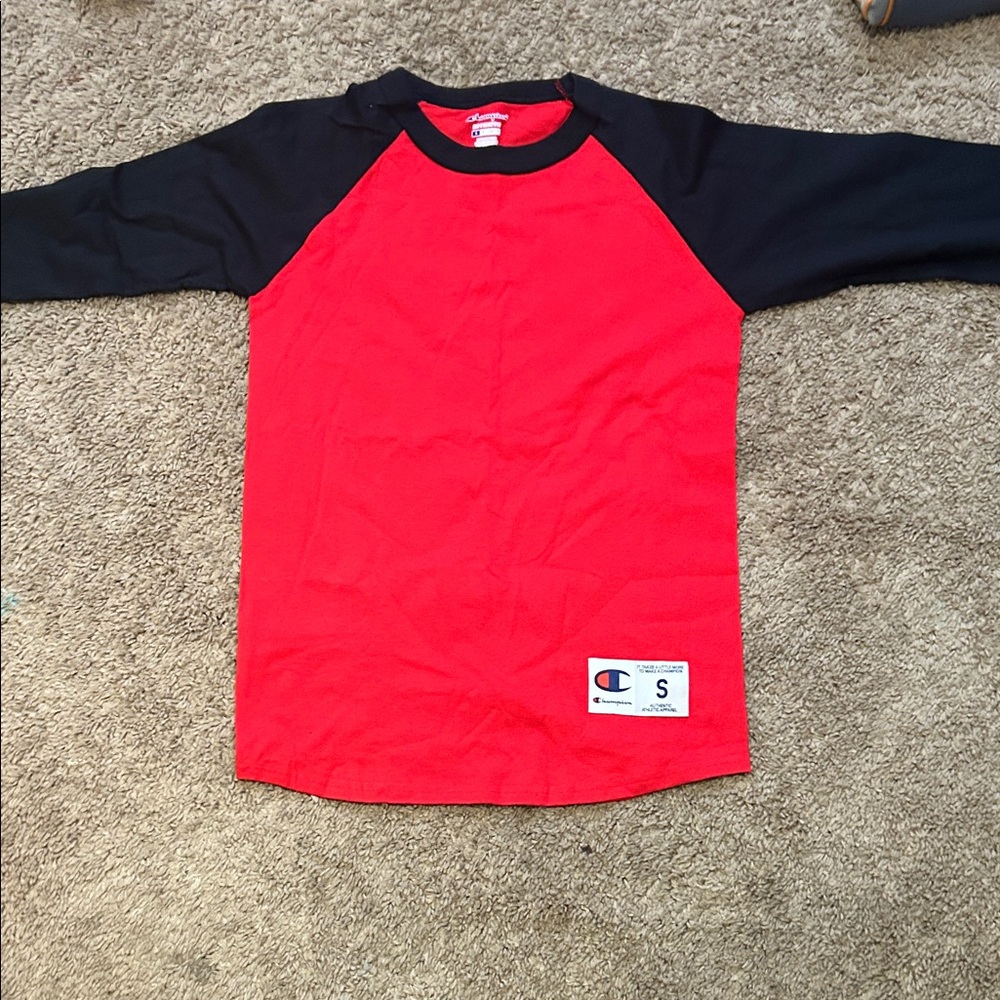 Champion Kids Long Sleeve Red and Black Tee
